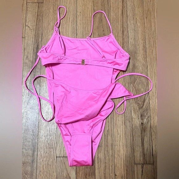 MONICA HANSEN BEACHWEAR Revolve Bardot One Piece in Pink - Picture 6 of 6